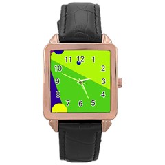 Colorful Abstract Design Rose Gold Leather Watch  by Valentinaart