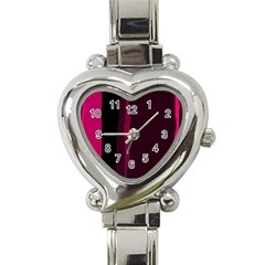 Pink And Black Lines Heart Italian Charm Watch by Valentinaart