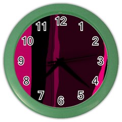 Pink And Black Lines Color Wall Clocks by Valentinaart