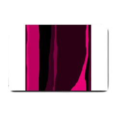 Pink And Black Lines Small Doormat  by Valentinaart