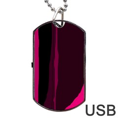 Pink And Black Lines Dog Tag Usb Flash (two Sides)  by Valentinaart