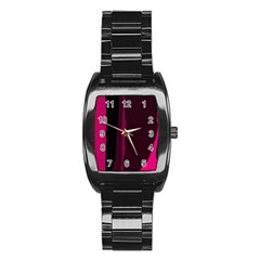 Pink And Black Lines Stainless Steel Barrel Watch