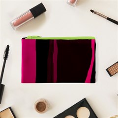 Pink And Black Lines Cosmetic Bag (xs) by Valentinaart