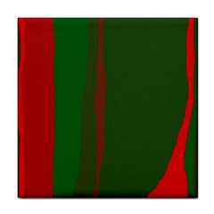 Green And Red Lines Tile Coasters by Valentinaart