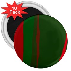 Green And Red Lines 3  Magnets (10 Pack)  by Valentinaart