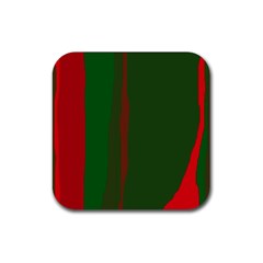 Green And Red Lines Rubber Coaster (square)  by Valentinaart