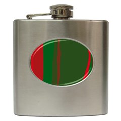 Green And Red Lines Hip Flask (6 Oz) by Valentinaart