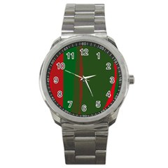 Green And Red Lines Sport Metal Watch by Valentinaart