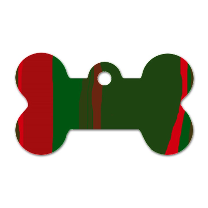 Green and red lines Dog Tag Bone (One Side)