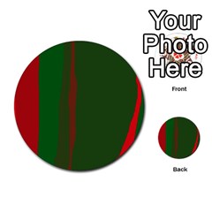 Green And Red Lines Multi-purpose Cards (round) 