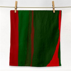 Green And Red Lines Face Towel by Valentinaart