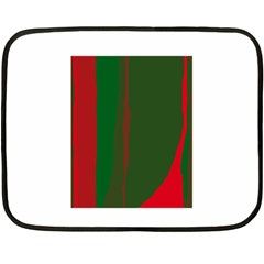 Green And Red Lines Double Sided Fleece Blanket (mini)  by Valentinaart