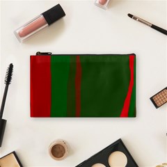 Green And Red Lines Cosmetic Bag (small)  by Valentinaart