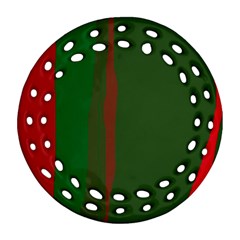 Green And Red Lines Ornament (round Filigree)  by Valentinaart