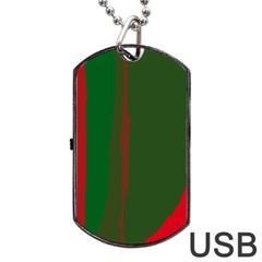 Green And Red Lines Dog Tag Usb Flash (one Side) by Valentinaart