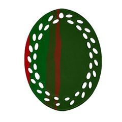 Green And Red Lines Oval Filigree Ornament (2-side)  by Valentinaart