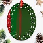 Green and red lines Oval Filigree Ornament (2-Side)  Front