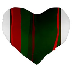 Green And Red Lines Large 19  Premium Flano Heart Shape Cushions by Valentinaart