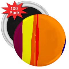 Hot Colorful Lines 3  Magnets (100 Pack) by Valentinaart