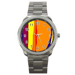 Hot Colorful Lines Sport Metal Watch by Valentinaart