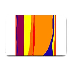 Hot Colorful Lines Small Doormat  by Valentinaart