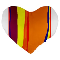 Hot Colorful Lines Large 19  Premium Flano Heart Shape Cushions