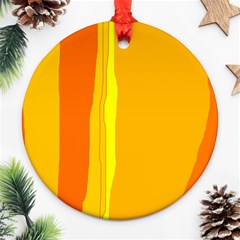 Yellow And Orange Lines Ornament (round)  by Valentinaart