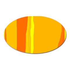 Yellow And Orange Lines Oval Magnet by Valentinaart