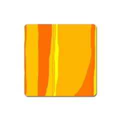 Yellow And Orange Lines Square Magnet by Valentinaart