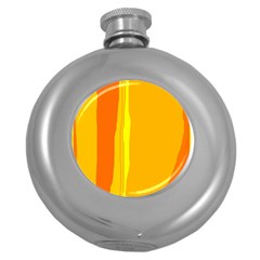 Yellow And Orange Lines Round Hip Flask (5 Oz) by Valentinaart