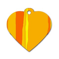 Yellow And Orange Lines Dog Tag Heart (two Sides) by Valentinaart