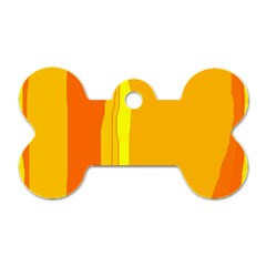 Yellow And Orange Lines Dog Tag Bone (one Side) by Valentinaart