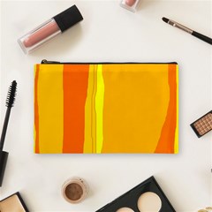 Yellow And Orange Lines Cosmetic Bag (medium)  by Valentinaart