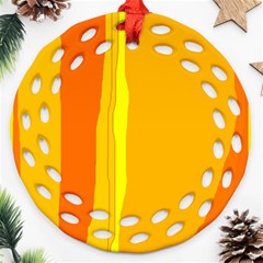 Yellow And Orange Lines Round Filigree Ornament (2side) by Valentinaart