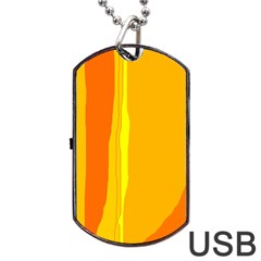 Yellow And Orange Lines Dog Tag Usb Flash (one Side)