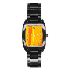 Yellow And Orange Lines Stainless Steel Barrel Watch