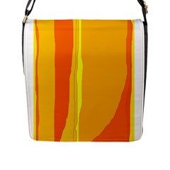 Yellow And Orange Lines Flap Messenger Bag (l)  by Valentinaart