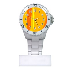 Yellow And Orange Lines Plastic Nurses Watch by Valentinaart