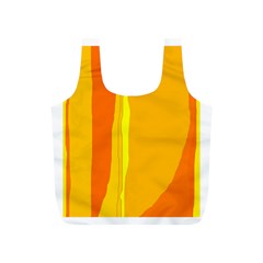 Yellow And Orange Lines Full Print Recycle Bags (s)  by Valentinaart