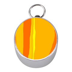 Yellow And Orange Lines Mini Silver Compasses by Valentinaart