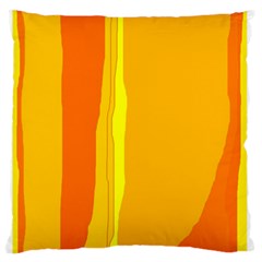 Yellow And Orange Lines Large Flano Cushion Case (one Side) by Valentinaart