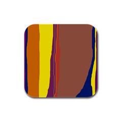 Colorful Lines Rubber Square Coaster (4 Pack)  by Valentinaart