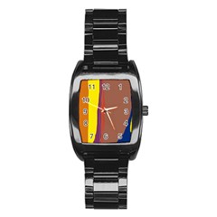 Colorful Lines Stainless Steel Barrel Watch by Valentinaart