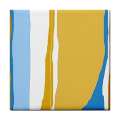 Blue and yellow lines Tile Coasters