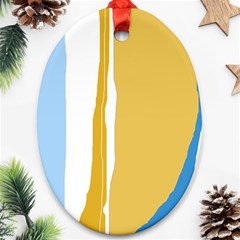 Blue and yellow lines Ornament (Oval) 