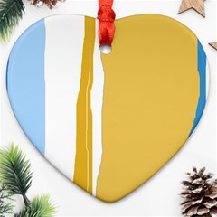 Blue and yellow lines Ornament (Heart) 