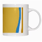 Blue and yellow lines White Mugs Right