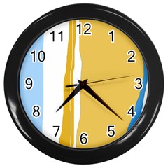 Blue and yellow lines Wall Clocks (Black)