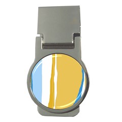 Blue and yellow lines Money Clips (Round) 