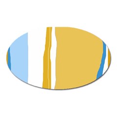 Blue and yellow lines Oval Magnet